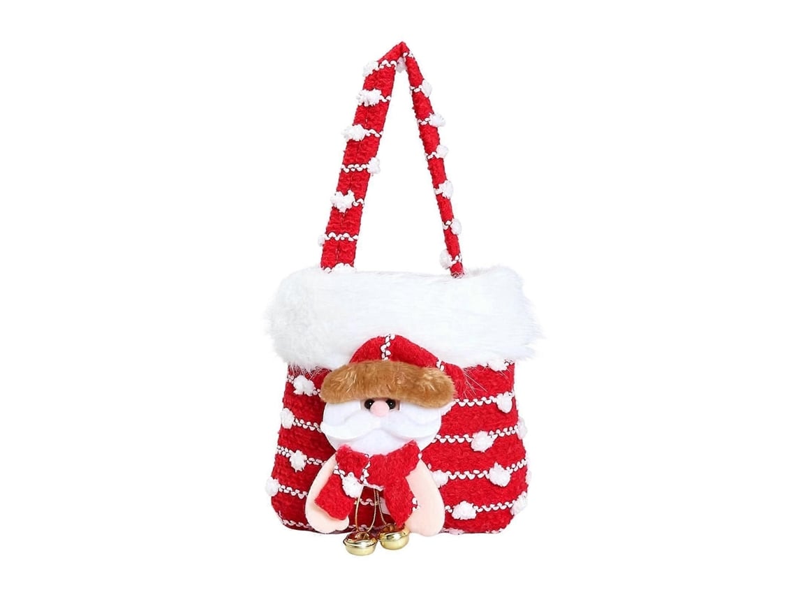 Saco De Presente De Natal De Pelúcia Tricotada, Resistente, Com Alça