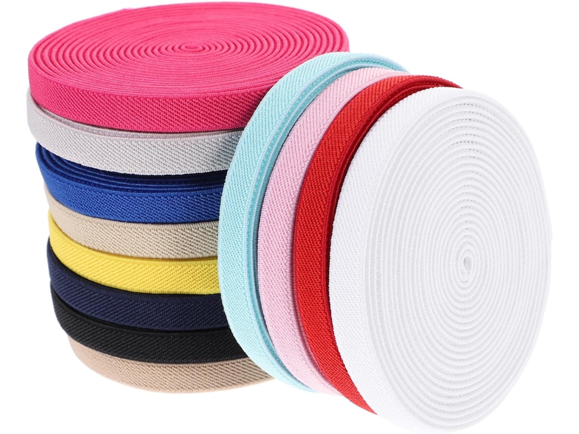 Conjunto De 12 Elásticos Planos De Poliéster De 1 Cm, Altamente Elásticos E Fáceis De Usar.