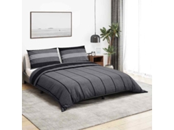Vidaxl Conjunto De Capa De Edredão 225x220 Cm Algodão Cinza-escuro