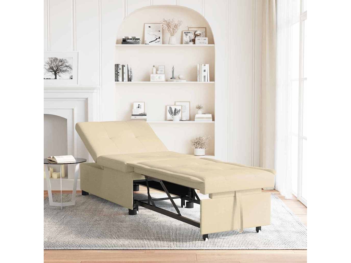 Vidaxl Sofá-cama Retrátil Creme 194 X 50 X 82 Cm Tecido