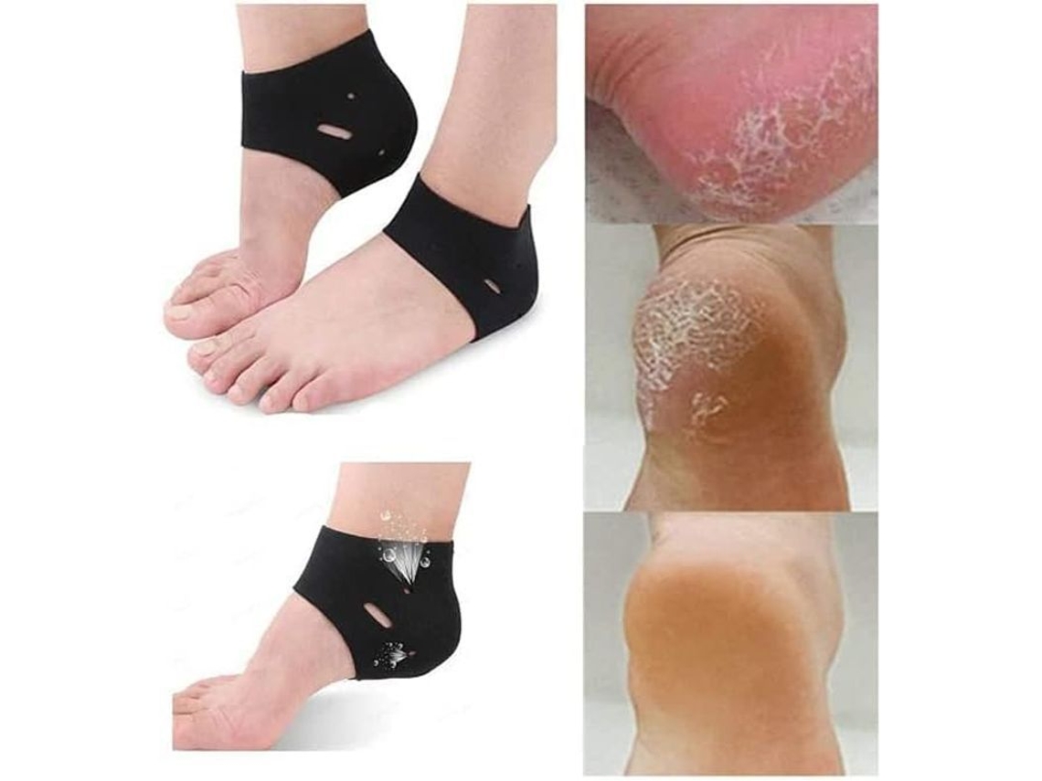 2026-calcetines Hidratantes De Gel De Silicona Para Talón, Reduce Presión, Par, Negro