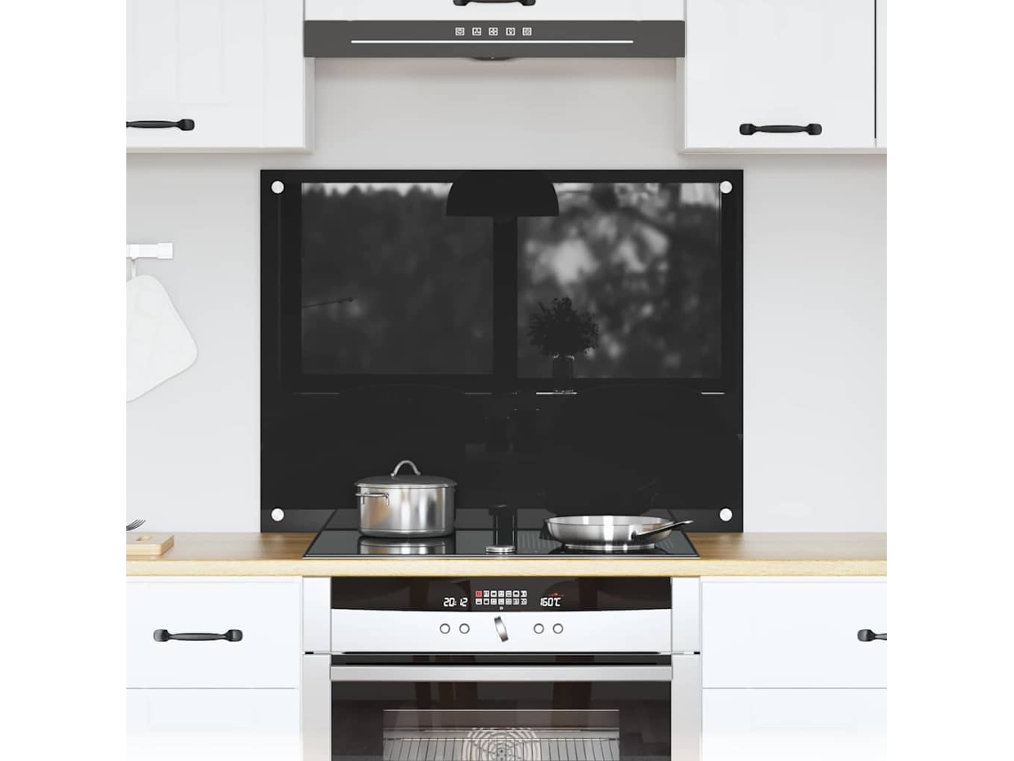Vidaxl Painel De Cozinha Preto 80 X 60 Cm Vidro Temperado