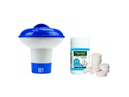 Conjunto de dispensador de comprimidos de limpeza flutuante automático com 100 unidades de comprimidos efervescentes para limpeza de piscina S/MARCA
