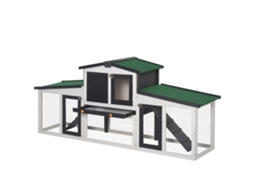 Gaiola para Coelhos Madeira Exterior, cinza, 197x49x86cm com telhado com escada, gaveta removível | S/MARCA