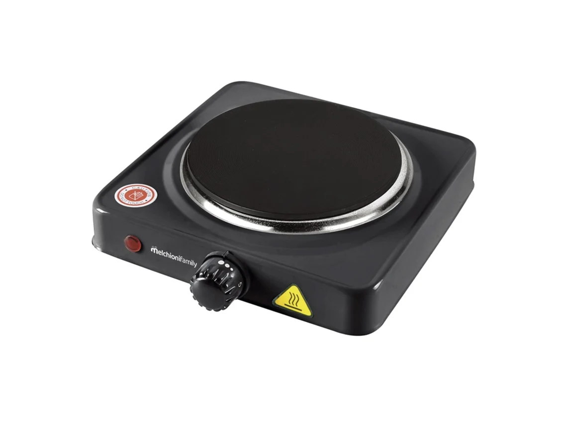 Fogão Elétrico MELCHIONI Cook 1, 1000w, Placa De Ferro Fundido, Termóstato Regulável, Led De Funcionamento, Preto