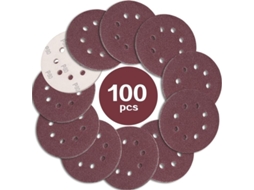 100 folhas de lixa de 125 mm, grão 80 e 8 furos, perfeitas para lixamento/polimento excêntrico