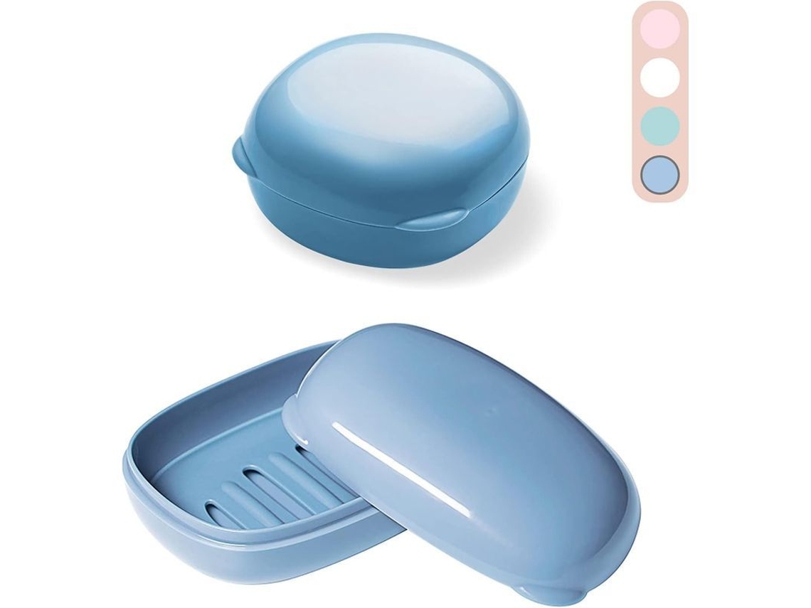 Caixa De Sabão De Viagem 2 Peças, Porta-sabão Plástico Com Tampa Impermeável, Design De Urso, Azul