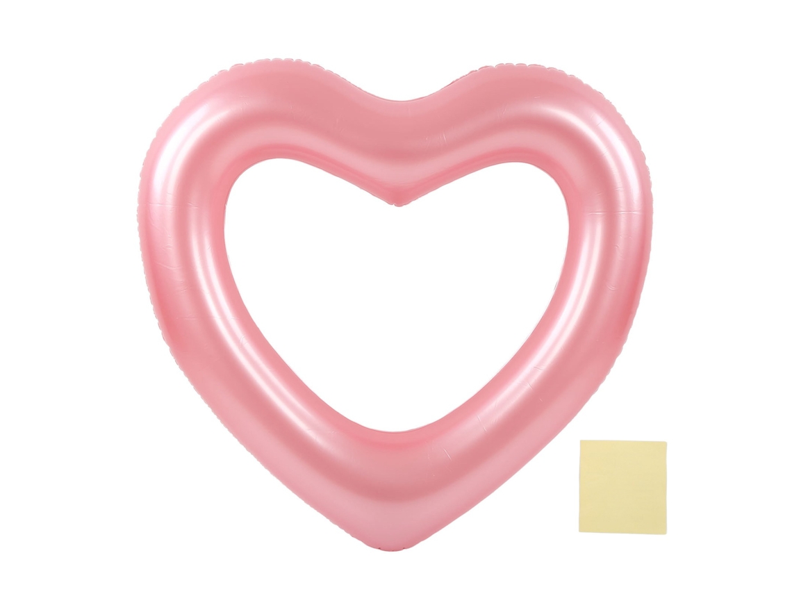 Círculo Natação Coração 120cm Pvc Resistente Dourado Rosa