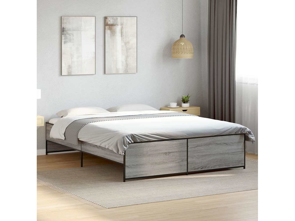 Vidaxl Estrutura de Cama 160x200 Cm Derivados de Madeira/metal