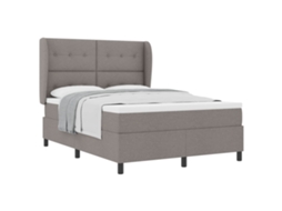 Cama box com colchão cinzento acastanhado 140x190cm tecido MAISON EXCLUSIVE