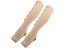 1 Par De Meias De Compressão Com Zíper Até A Metade Da Panturrilha, Estilo Legging, Elásticas, Com Dedos Abertos(meias Zíper(cor Da Pele