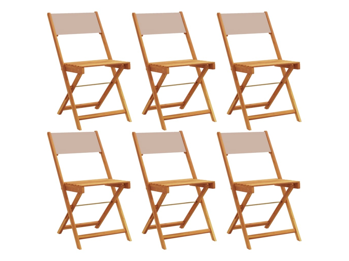 Maison Exclusive - Cadeiras Jardim Dobráveis 6pcs Tecido/madeira Cinza-acastanhado