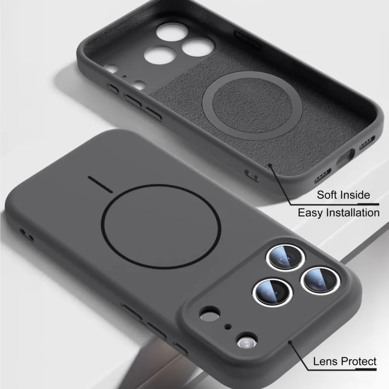 Capa De Silicone Líquido Para Iphone 17 Pro Max (marrom) Com Função Magnética.