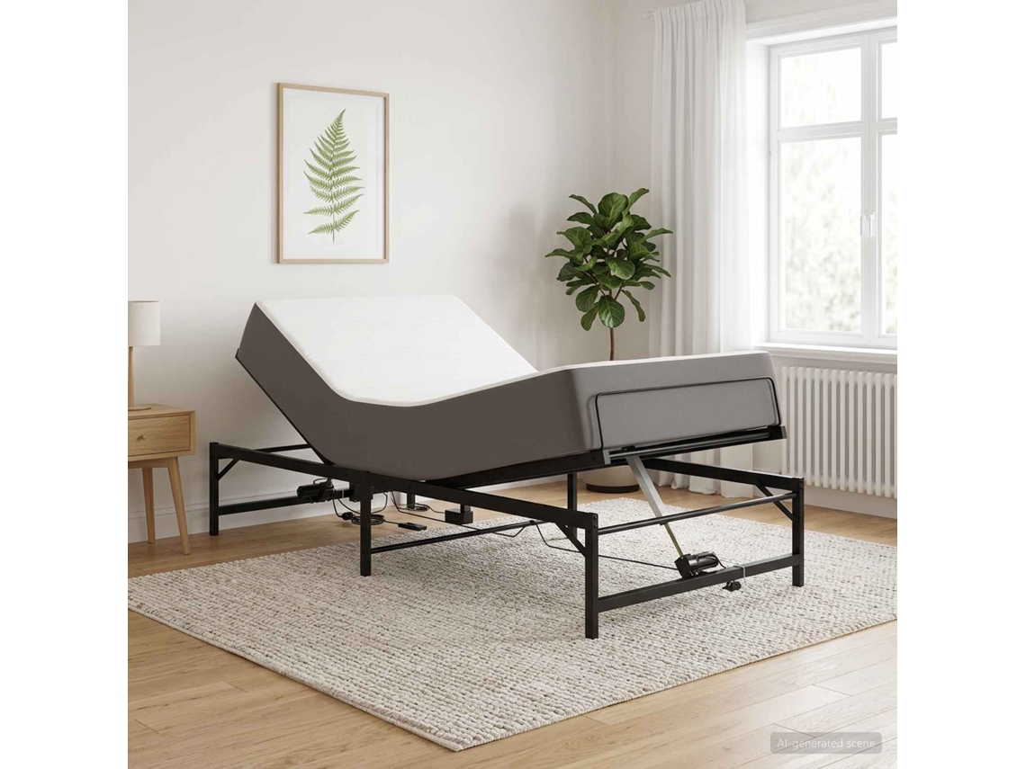 Vidaxl Estrutura De Cama Elétrica Ajustável Preto 75 X 190 Cm Aço