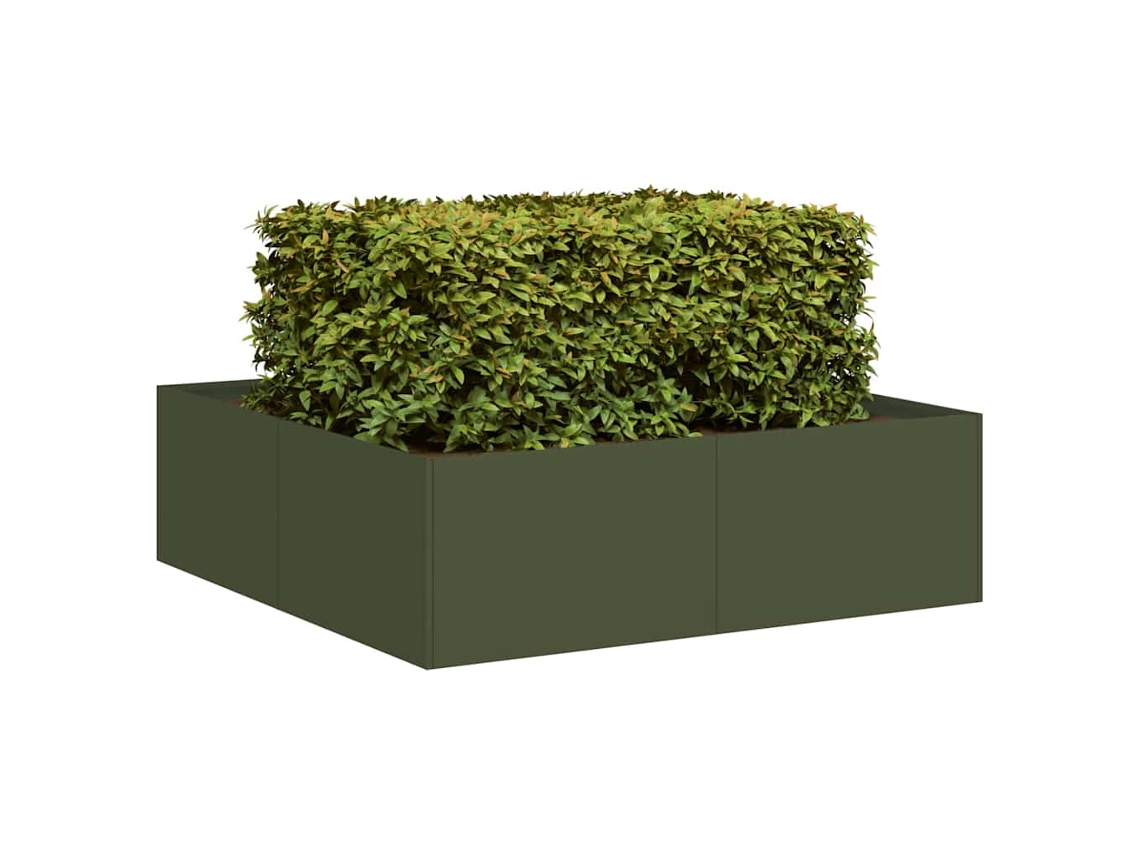 Vidaxl Vaso/floreira 100x100x30 Cm Aço Verde Azeitona