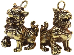 Conjunto 2 Peças Ornamentos Cobre Esculturas Decorativas Miniaturas Kirin Latão Decoração Interiores GOKOCO