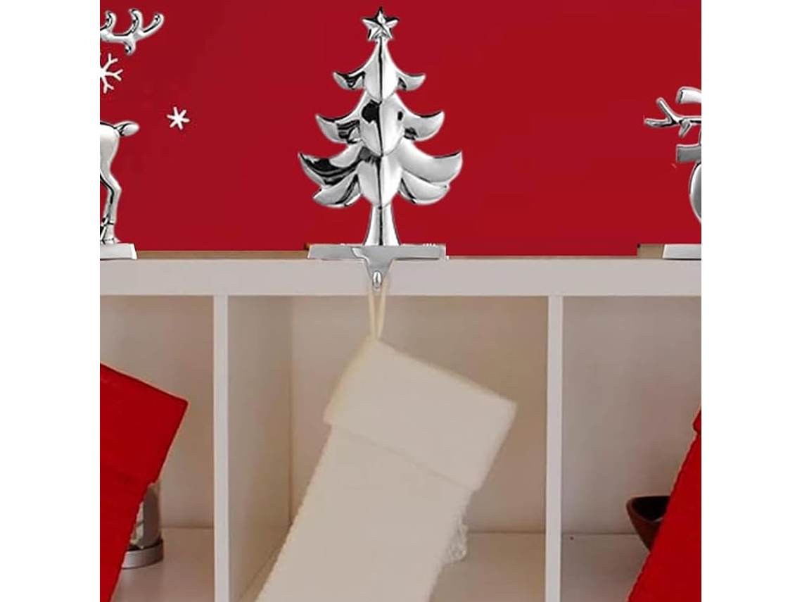 Suporte De Metal Para Meias De Natal, Prateado, Para Pendurar Meias Na Árvore De Natal, Na Lareira Ou Em Outros Enfeites. Gancho A-aquaforge