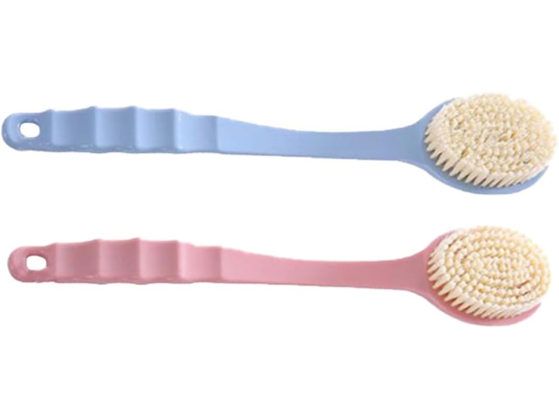 Conjunto De Escovas Banho Mikinona Com Cabo Longo, 2 Peças, Escovas Esfoliantes Para Remover Células Mortas Da Pele