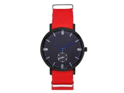 Relógio masculino de quartzo com pulseira de nylon, estilo casual elegante, vermelho.