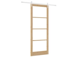 Conjunto 1 Porta Deslizante Vidaxl Castanho Madeira De Pinho Maciça (93 X 232 Cm)