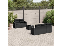 Vidaxl 6 Pcs Conjunto Sofás De Jardim C/ Almofadões Vime Pe Preto