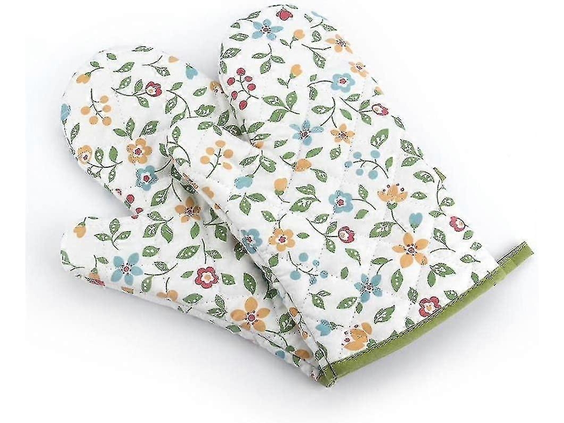 Luvas De Forno Extremamente Resistentes Ao Calor Anti Derrapantes Com Motivos De Flores