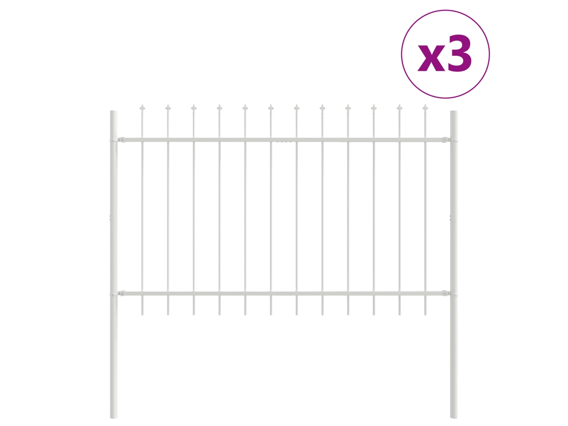 Conjunto 3 Painel De Jardim Vidaxl Branco Aço Revestido A Pó (5,1 X 1,2 M)