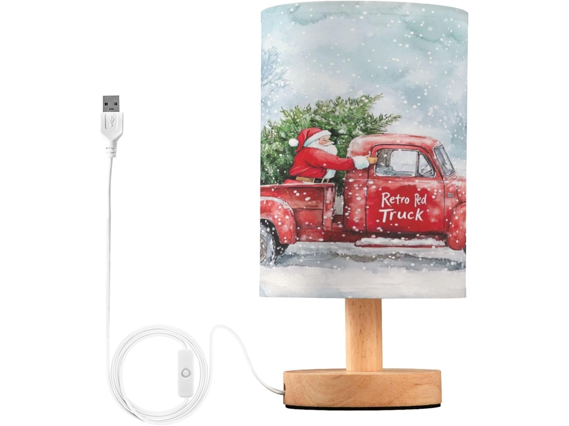 Abajur De Cabeceira Em Aquarela Vermelha Estilo Caminhão Antigo Com Porta Usb, Sem Necessidade De Lâmpada, Luz Led