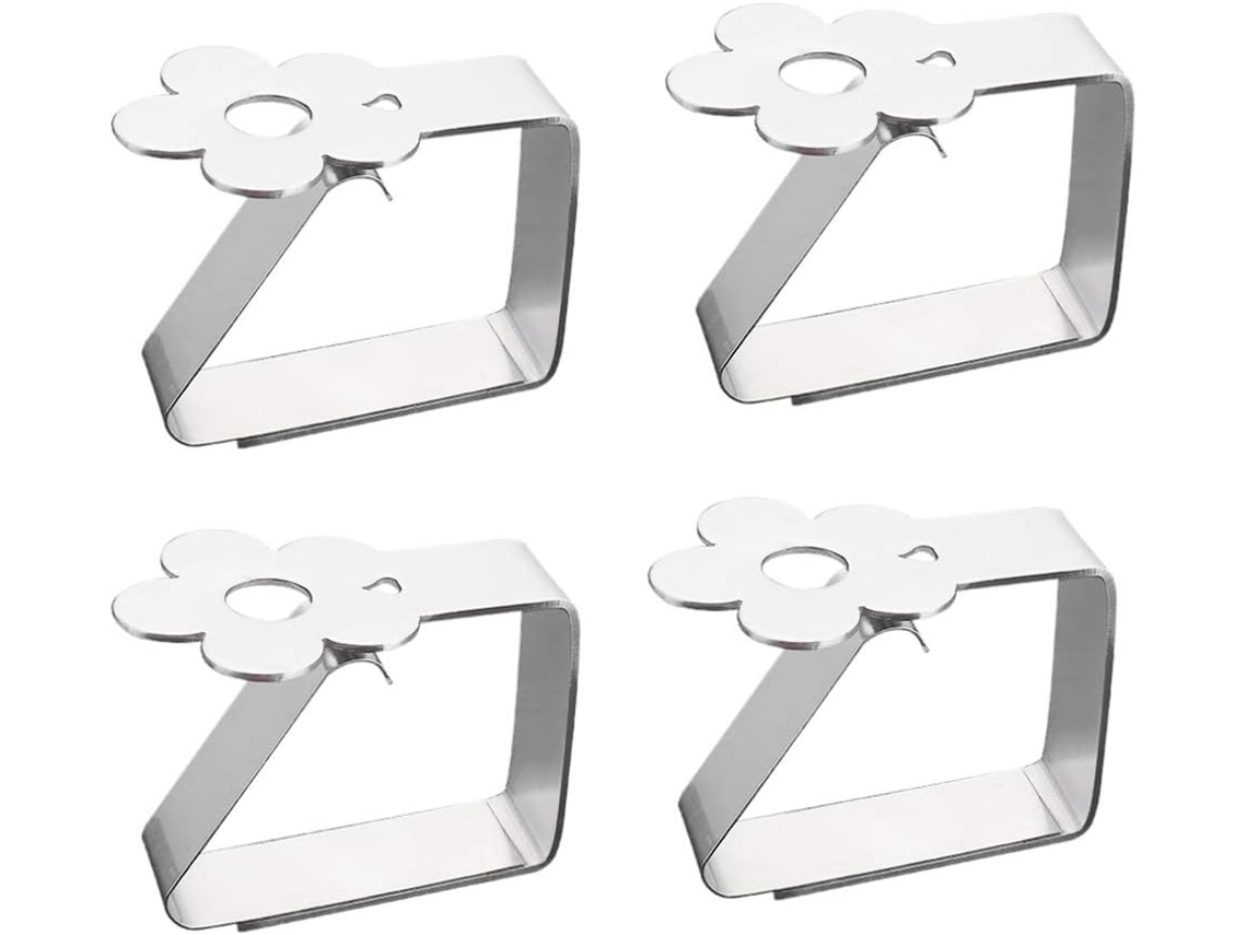 Prendedores De Toalha De Mesa Em Aço Inoxidável, 4 Peças, Padrão Floral Slowmoose
