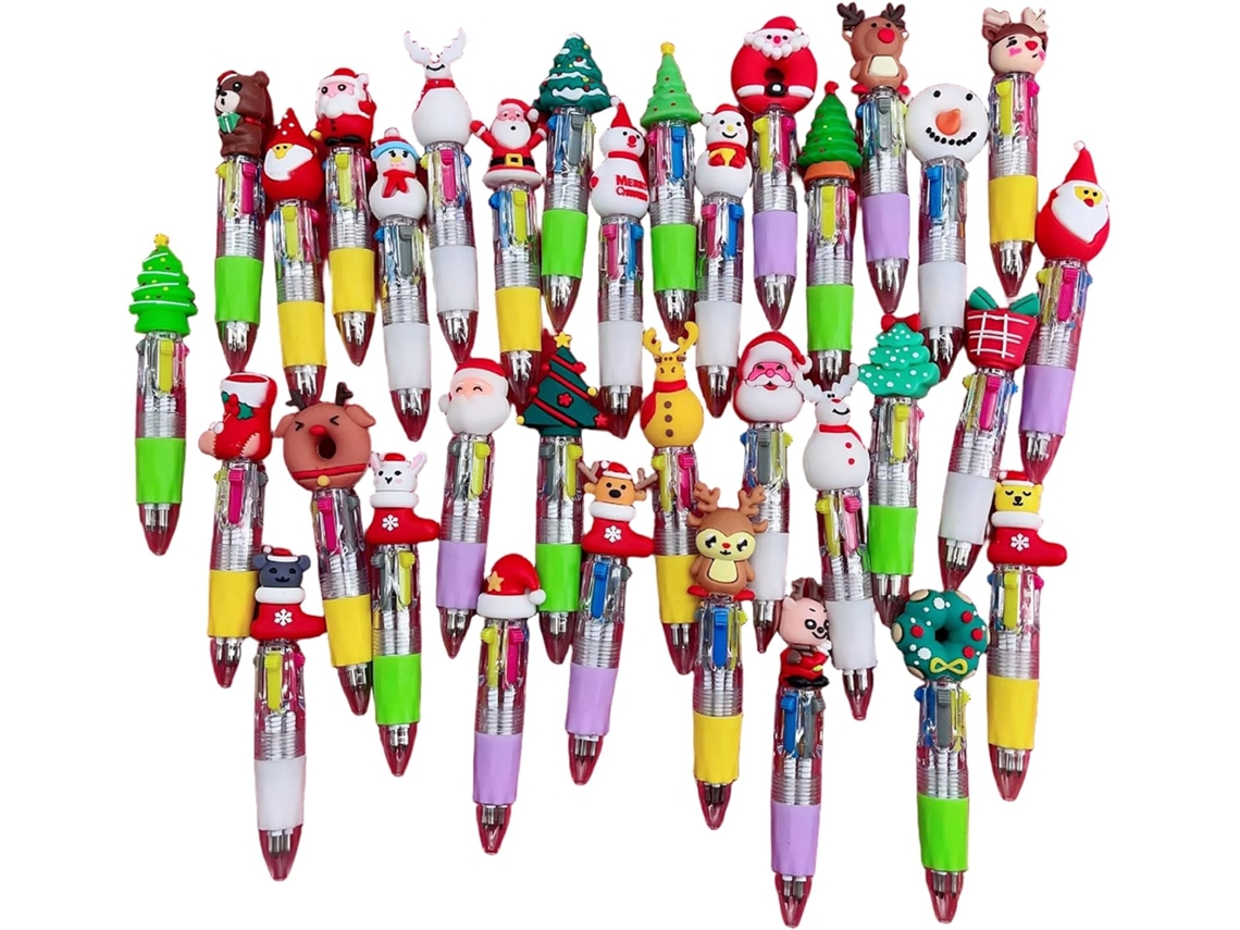 30 Canetas De Natal 4 Em 1, Canetas Multicoloridas Com Tema Natalino