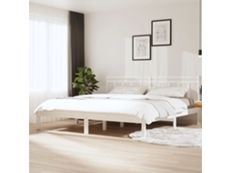 Vidaxl Estrutura De Cama Super King 180x200 Cm Madeira Maciça Branco
