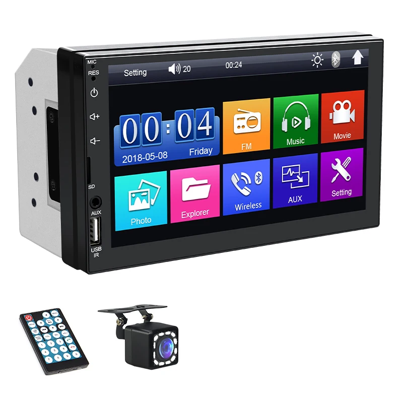 Rádio Automotivo 2 Din De 7 Polegadas Com Carplay, Android Auto, Mp5, Fm, Aux E Bluetooth (código 7023b-cam).