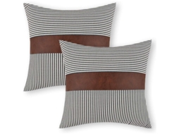 2026 funda de Almofadas Decorativas de Granja, 2 Unidades, Listras, Couro Falso, 45x45cm, para Sofá, Lar Moderno Boho