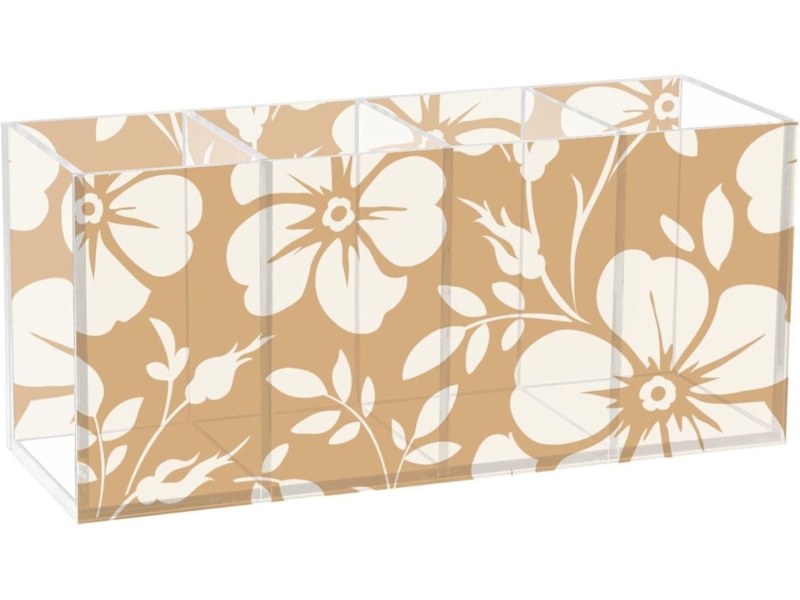 Porta canetas Acrílico Frodotgv, Estampa Floral de Rosas Silvestres, Material Escolar para Professores, Item e