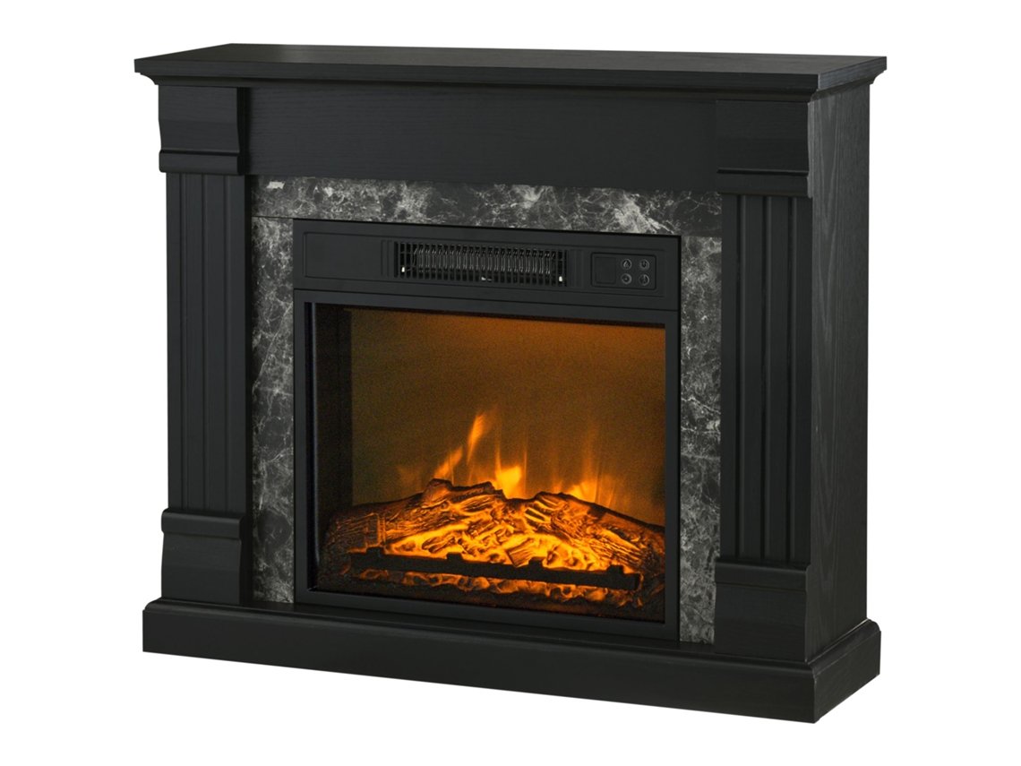 Lareira Elétrica 1800w, Preta, Chamas 3D, Termóstato, Temporizador, Controle Remoto | S/MARCA