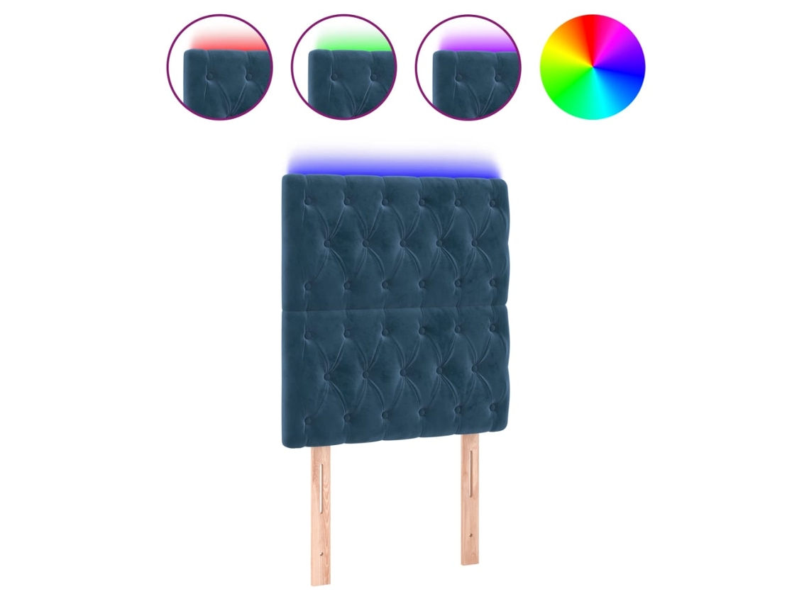 Led Headboard, Led Headboards Vidaxl Azul Veludo (80 X 7 X 118/128 Cm)