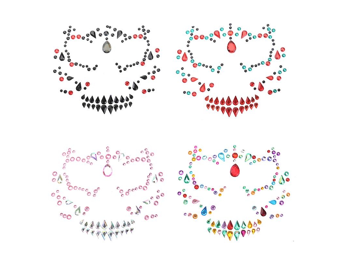 4Pcs Adesivo Facial Temporário para Decorações de Halloween ALLINLESS