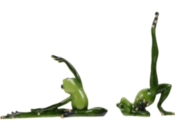 Secfou Kit de 2 Miniaturas de Sapos de Yoga em Resina, Decoração para Casa e Mesa, Ornamentos Detalhados em Miniatura CHABERLU