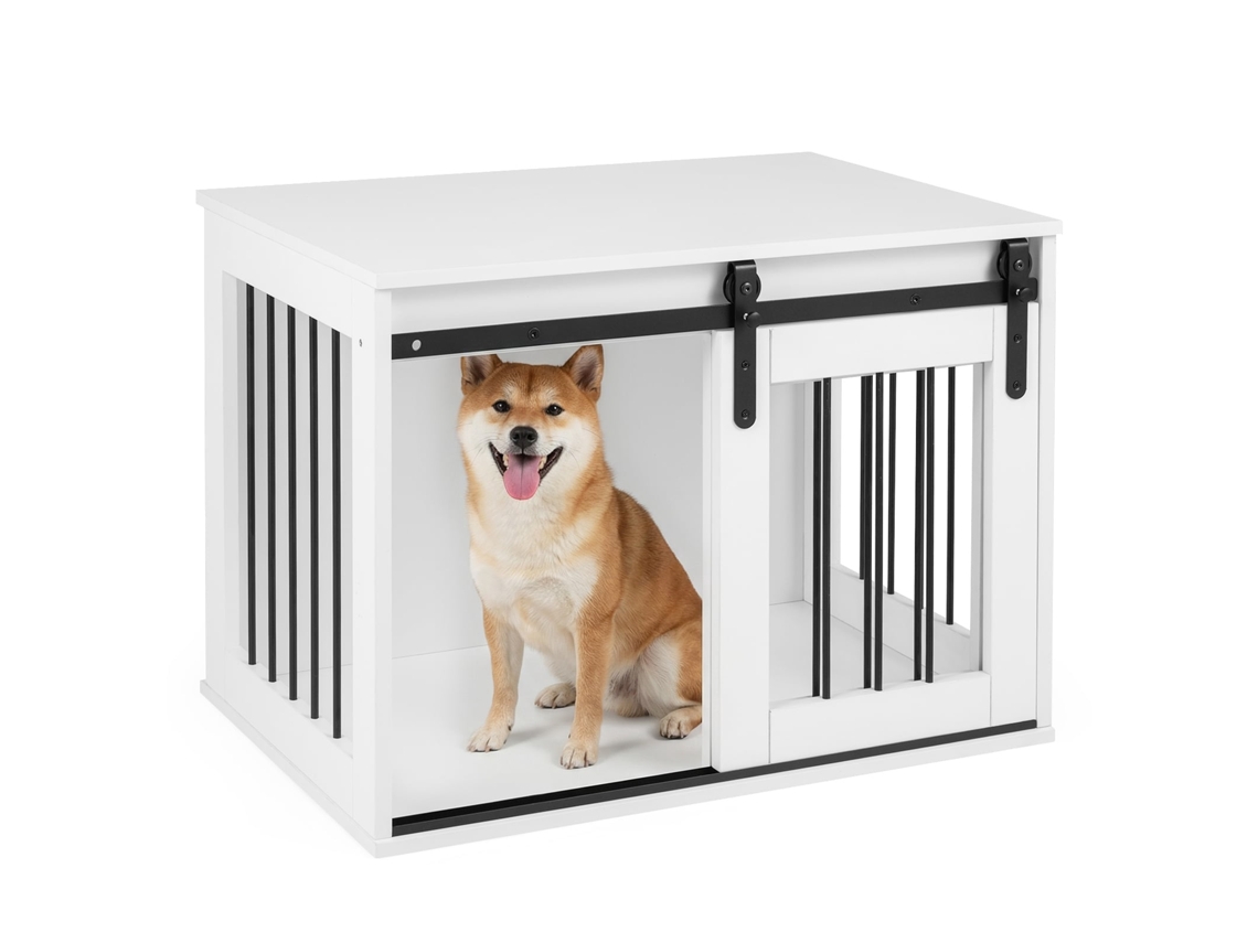 Móvel Casinha de Cachorro 80 Cm com Porta de Correr Estilo Celeiro Branco NORTHIX