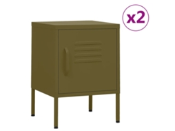 Vidaxl Mesas De Cabeceira 2 Pcs 35x35x51 Cm Aço Verde-azeitona