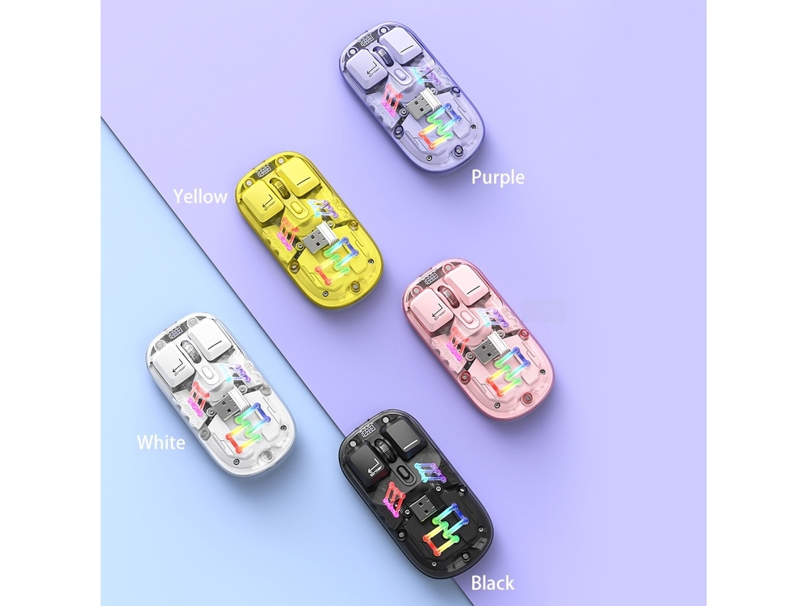 Rato Dual-mode Sem Fio Transparente, Comutável Bt5.0 2.4g, Rato Rgb Recarregável Type-c