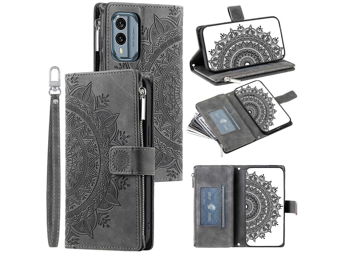 Capa De Celular De Couro Com Zíper E Totem Multicartão