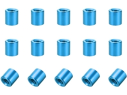 Conjunto de 15 Espaçadores Redondos de Alumínio M3x6mm na Cor Azul Água CHABERLU