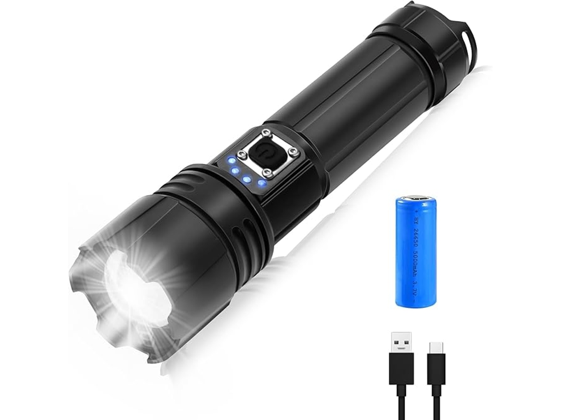 Lanterna Led Recarregável, Lanterna Led De Alta Potência De 30.000 Lúmens E Com Zoom, Lanterna A Pilha Xh P70, Lanterna Com 5 Modos De Iluminação