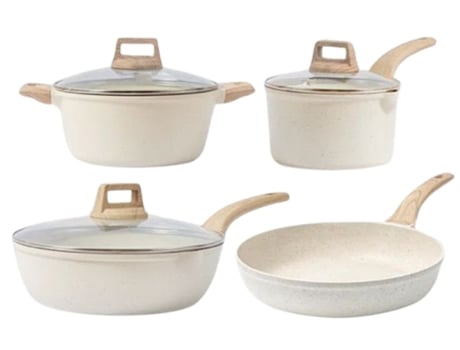 Trem De Cozinha 7 Peças Com Tampas De Vidro | Compatível Com Todas As Fontes De Calor | Lpm Home (18/24/28 Cm)