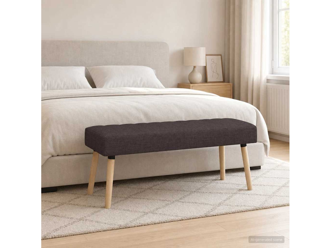 Vidaxl Banco Com Tufting Em Canal Marrom Escuro 110 X 40 X 46 Cm