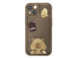 Capa Para Iphone 14 Com Motivos Capybara Kawaii Em 3d E Borda Elevada