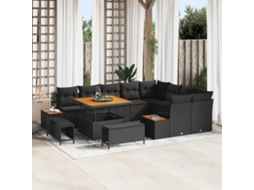 Vidaxl Conjunto De Sofá De Jardim 12 Unid. 11-número De Lugares Preto