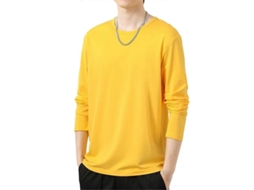 Camiseta masculina de manga longa com colarinho para inverno e verão T4XL amarela