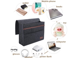 Lurelia Bolsa De Cabeceira, Em Feltro, Suspensa, Com Bolsos, Para Cama E Sofá, Cinza, Telemóvel Acessível